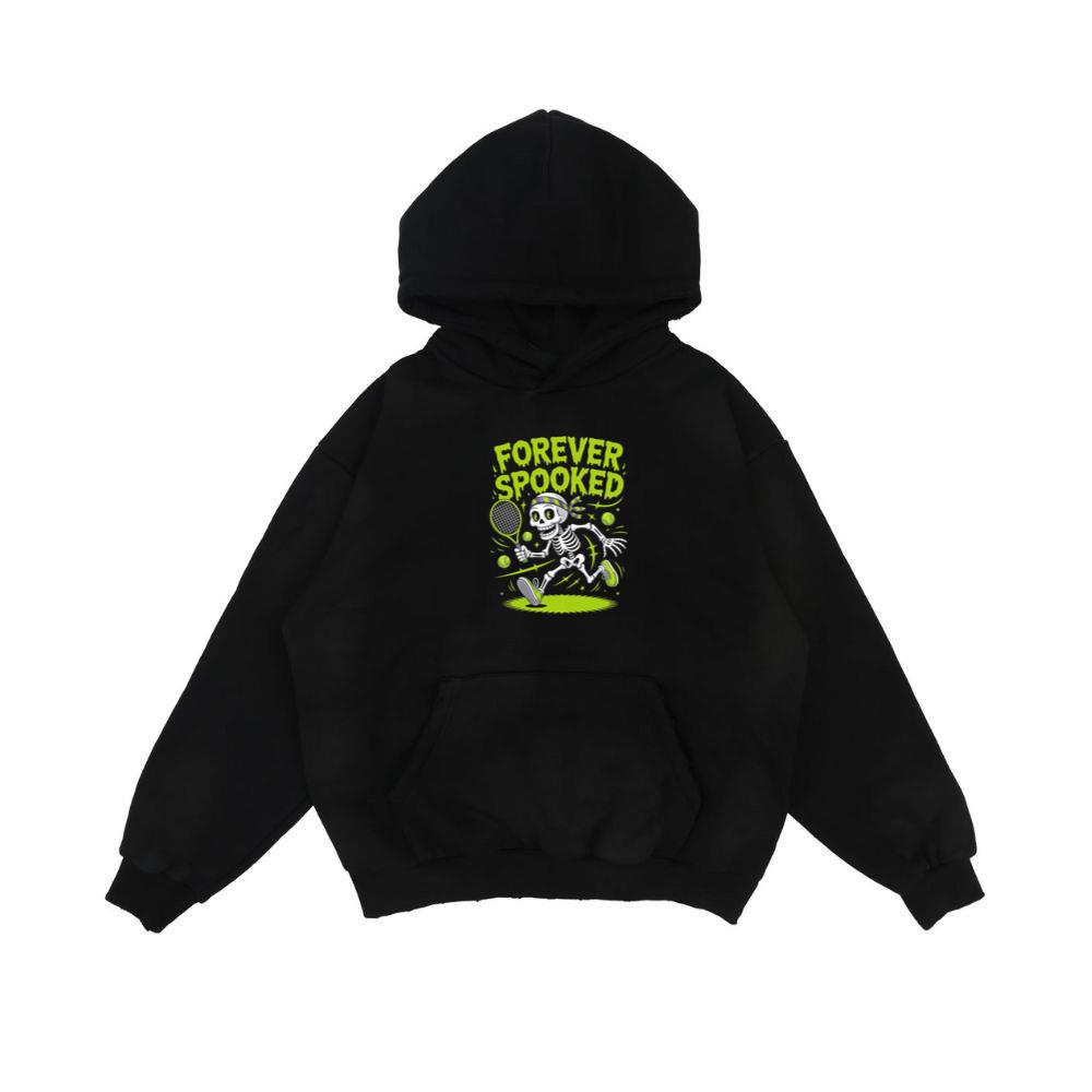 Forever Spooked Skeleton Tennis Funny Graphic Hoodie