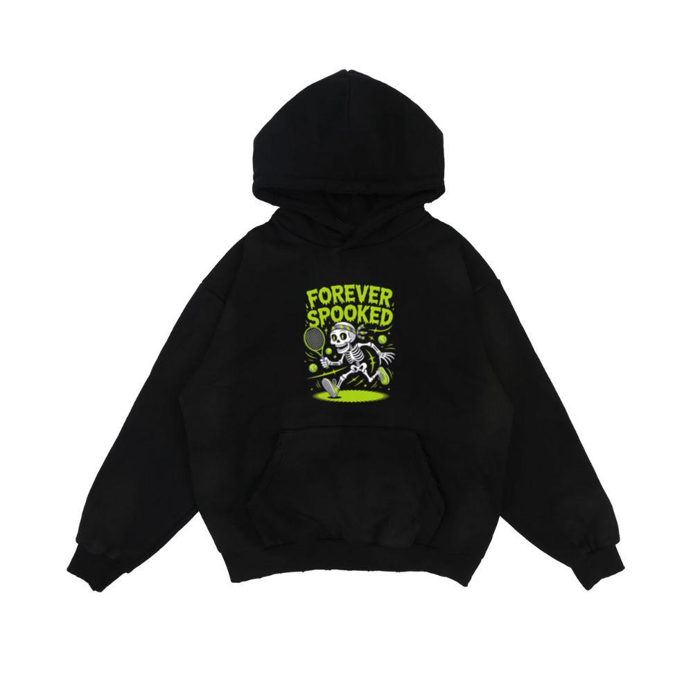 Forever Spooked Skeleton Tennis Funny Graphic Hoodie