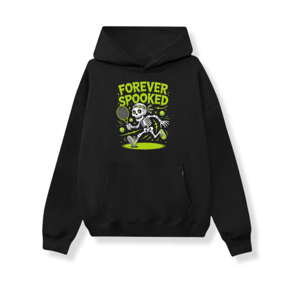 Forever Spooked Skeleton Tennis Funny Graphic Hoodie
