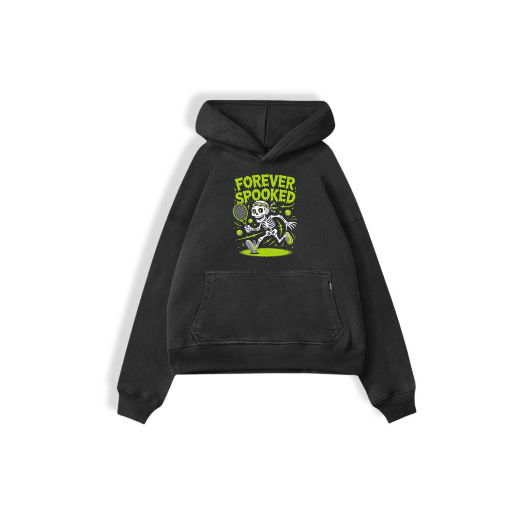 Forever Spooked Skeleton Tennis Funny Graphic Hoodie