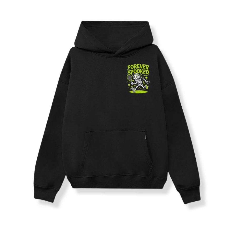 Forever Spooked Skeleton Tennis Funny Graphic Hoodie