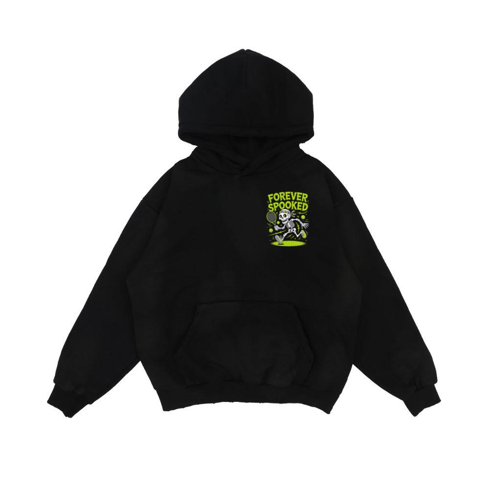 Forever Spooked Skeleton Tennis Funny Graphic Hoodie