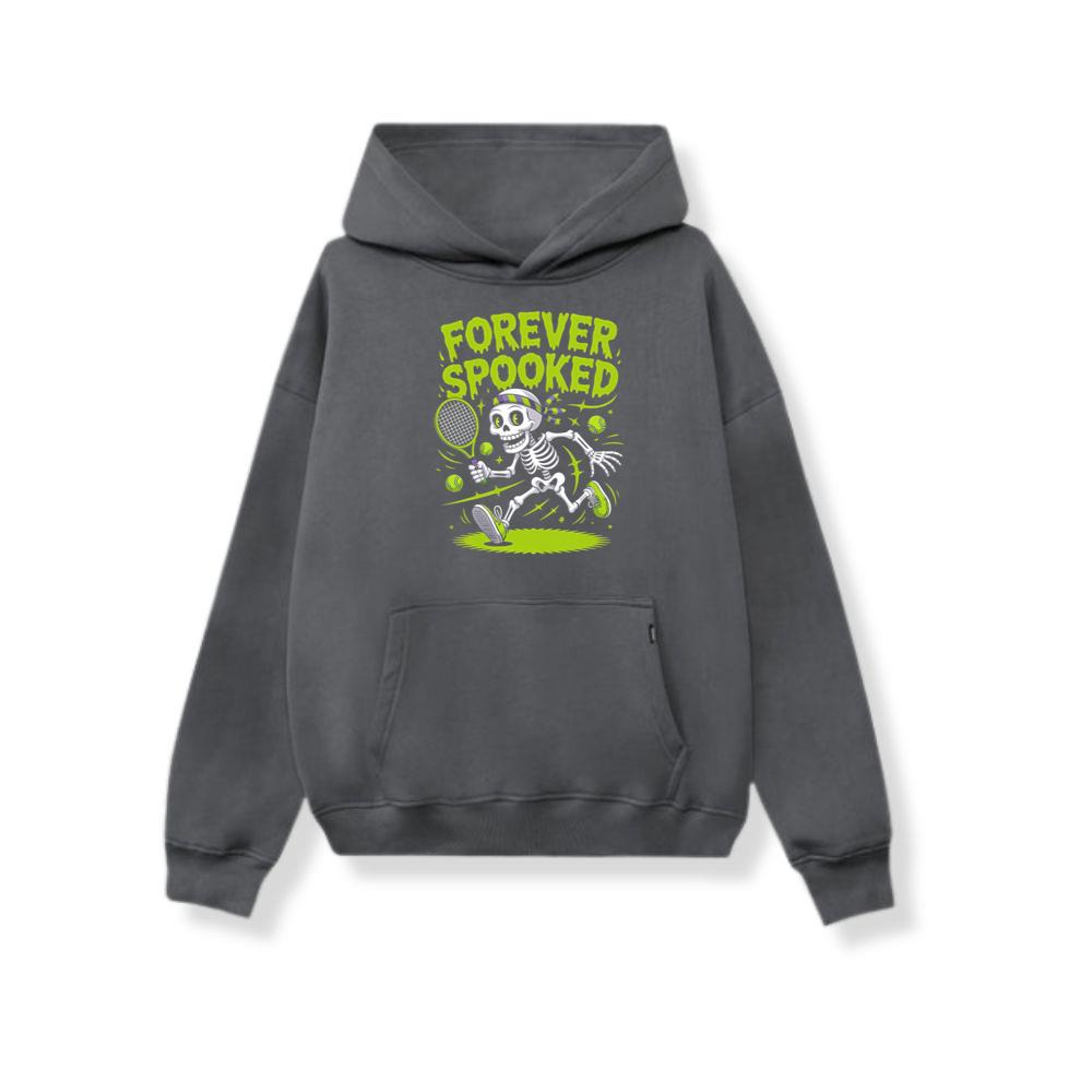 Forever Spooked Skeleton Tennis Funny Graphic Hoodie Somoslasia