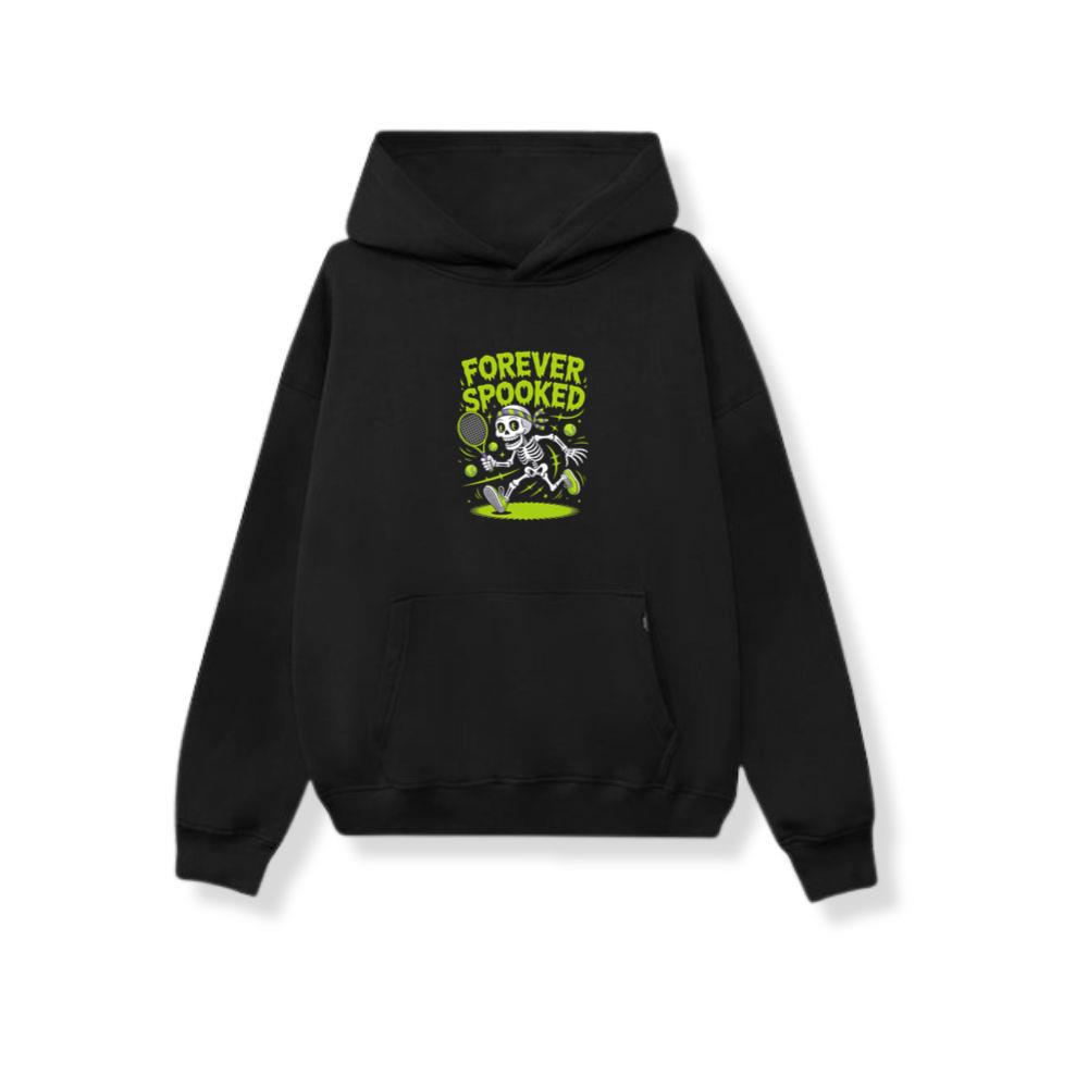 Forever Spooked Skeleton Tennis Funny Graphic Hoodie