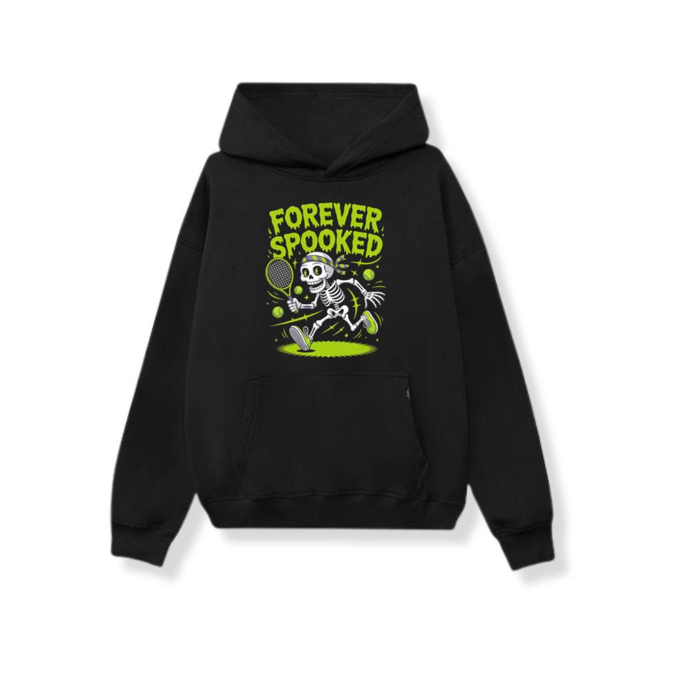 Forever Spooked Skeleton Tennis Funny Graphic Hoodie