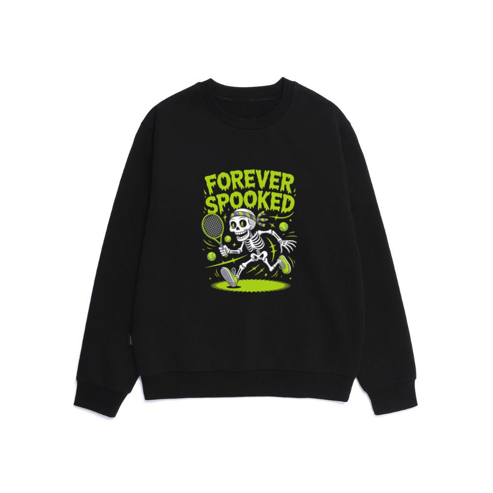 Forever Spooked Skeleton Tennis Funny Graphic Sweatshirt