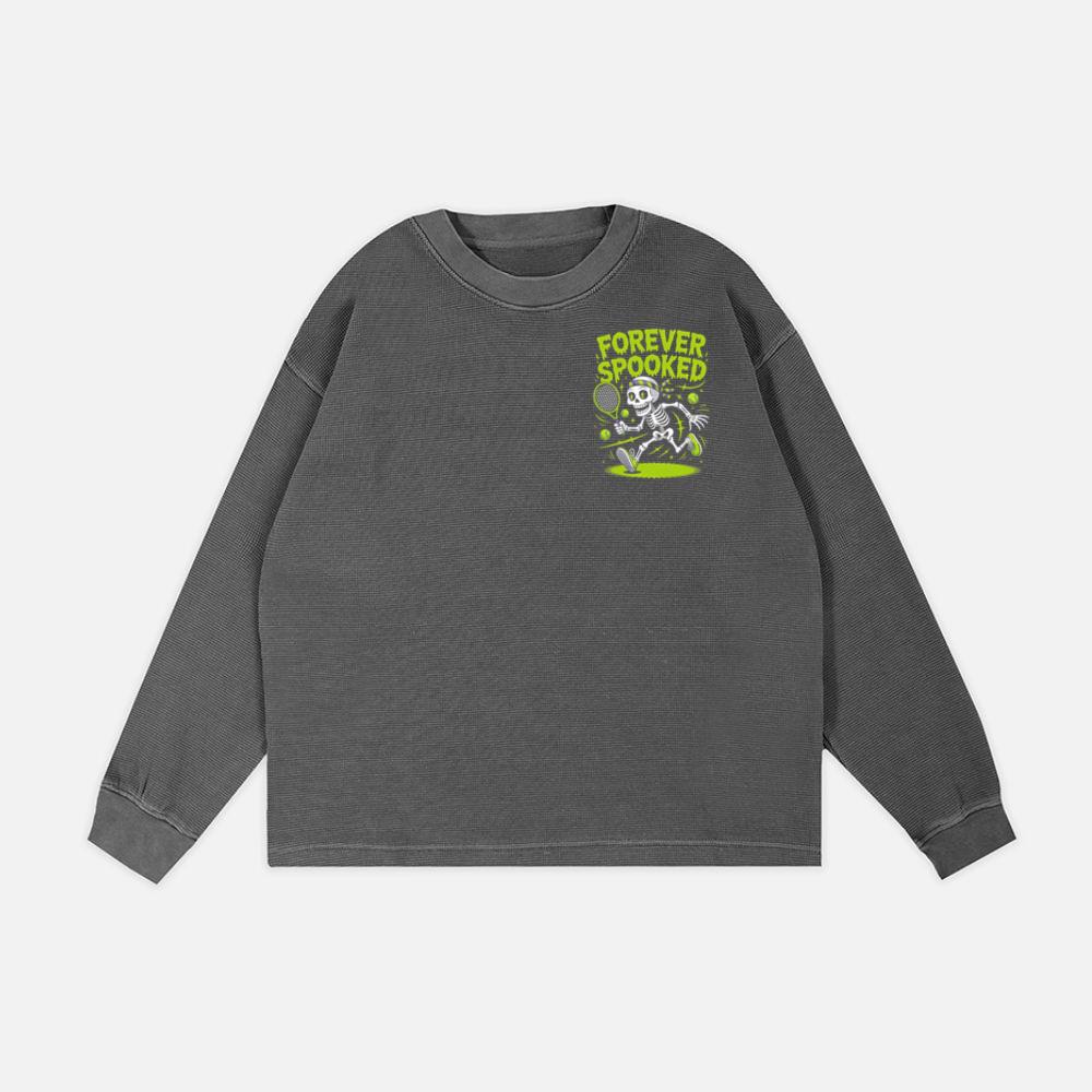 Forever Spooked Skeleton Tennis Funny Graphic Sweatshirt - Image 2