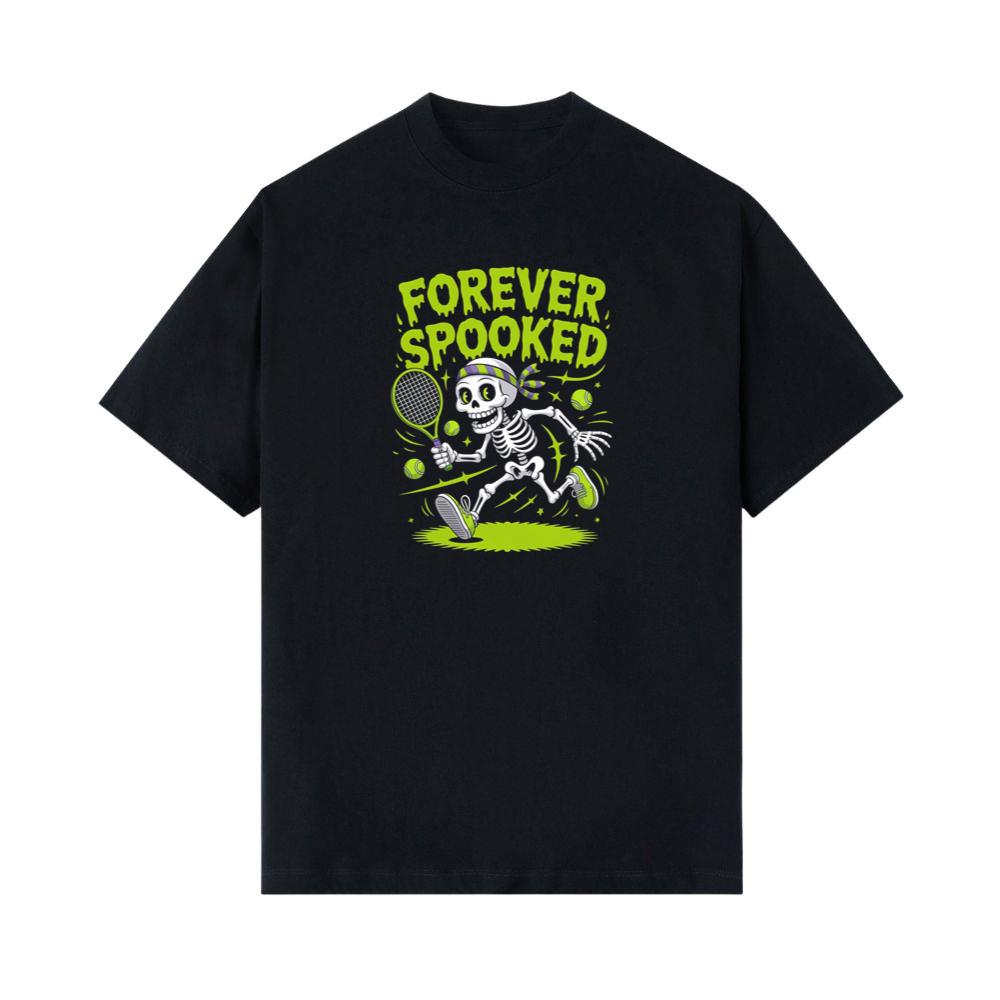 Forever Spooked Skeleton Tennis Funny Graphic T-Shirt
