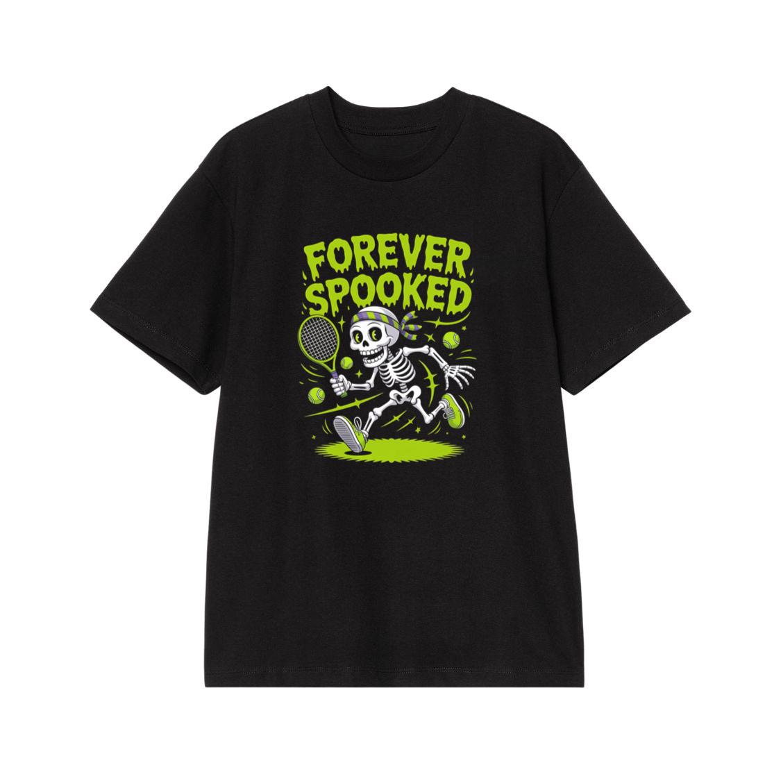 Forever Spooked Skeleton Tennis Funny Graphic T-Shirt