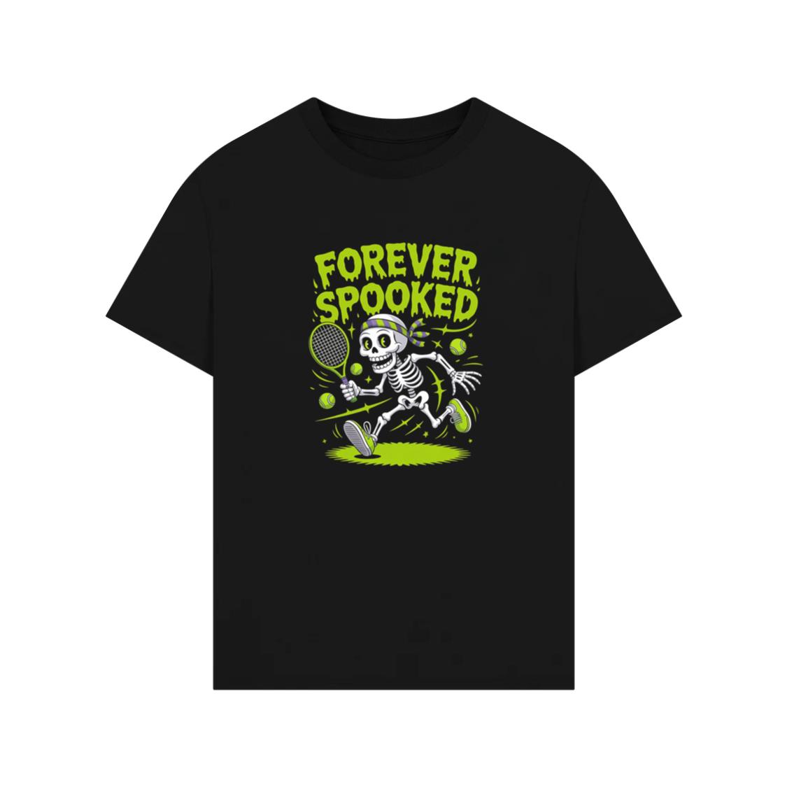 Forever Spooked Skeleton Tennis Funny Graphic T-Shirt