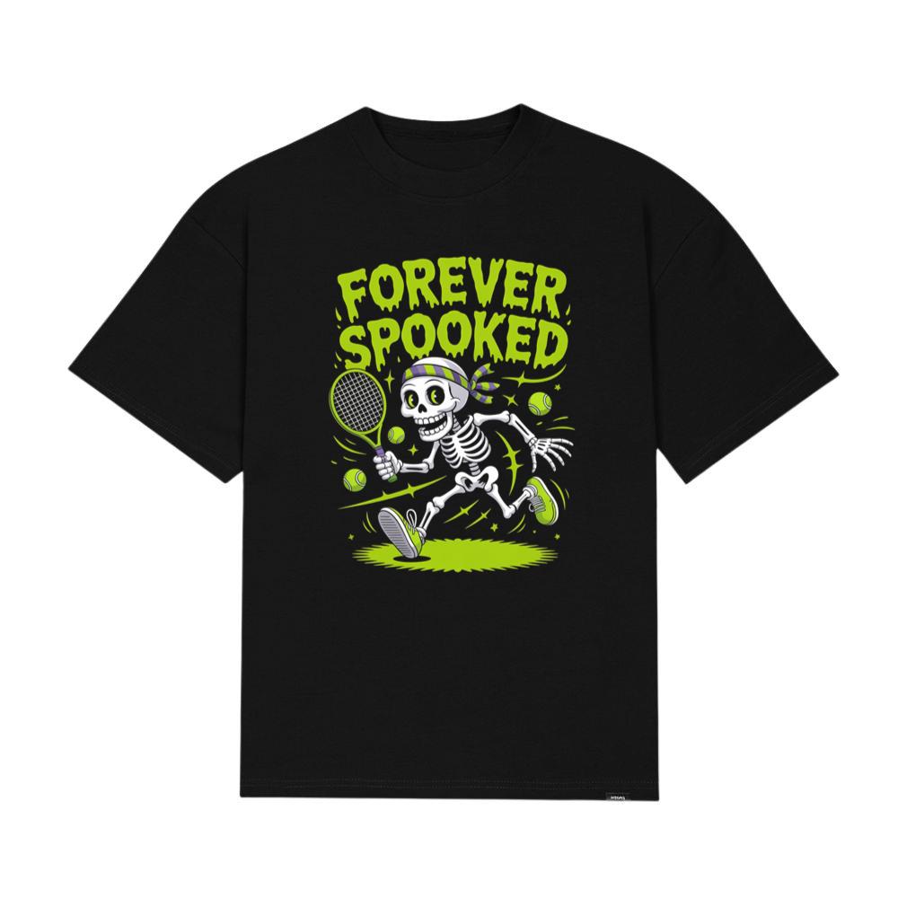Forever Spooked Skeleton Tennis Funny Graphic T-Shirt