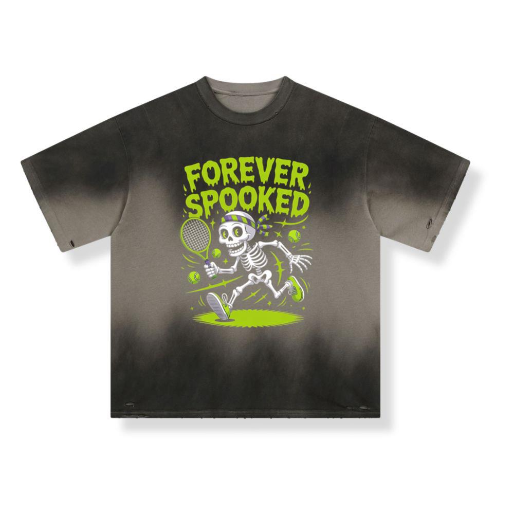Forever Spooked Skeleton Tennis Funny Graphic T-Shirt - Image 3