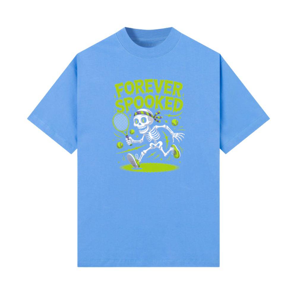 Forever Spooked Skeleton Tennis Funny Graphic T-Shirts