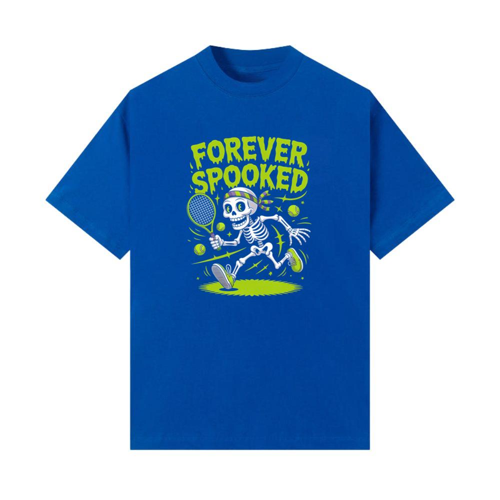 Forever Spooked Skeleton Tennis Funny Graphic T-Shirts - Image 2
