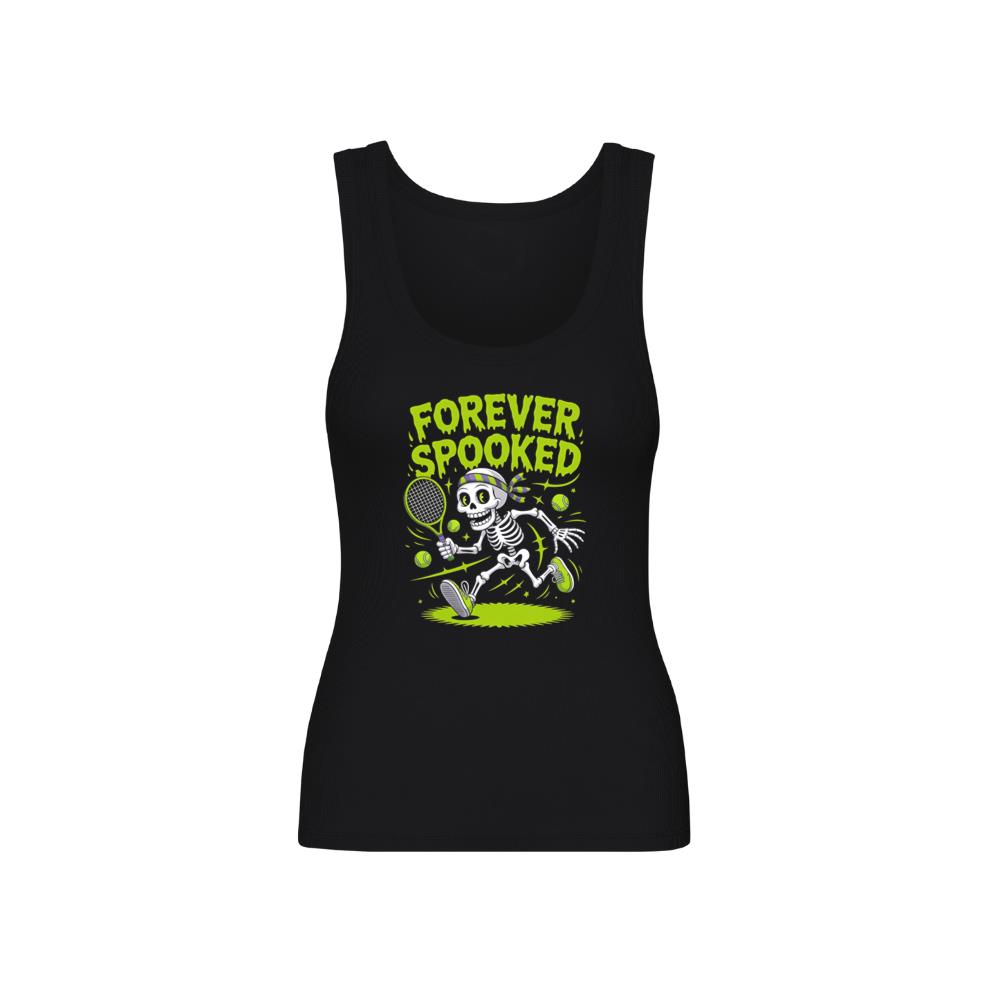 Forever Spooked Skeleton Tennis Funny Graphic Tank Top