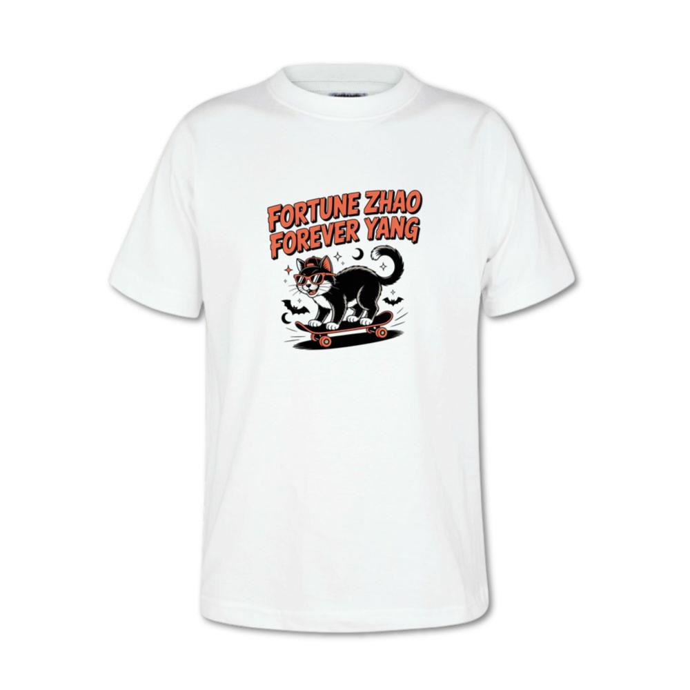 Fortune Zhao Forever Yang Cat Skateboard Design T-Shirt