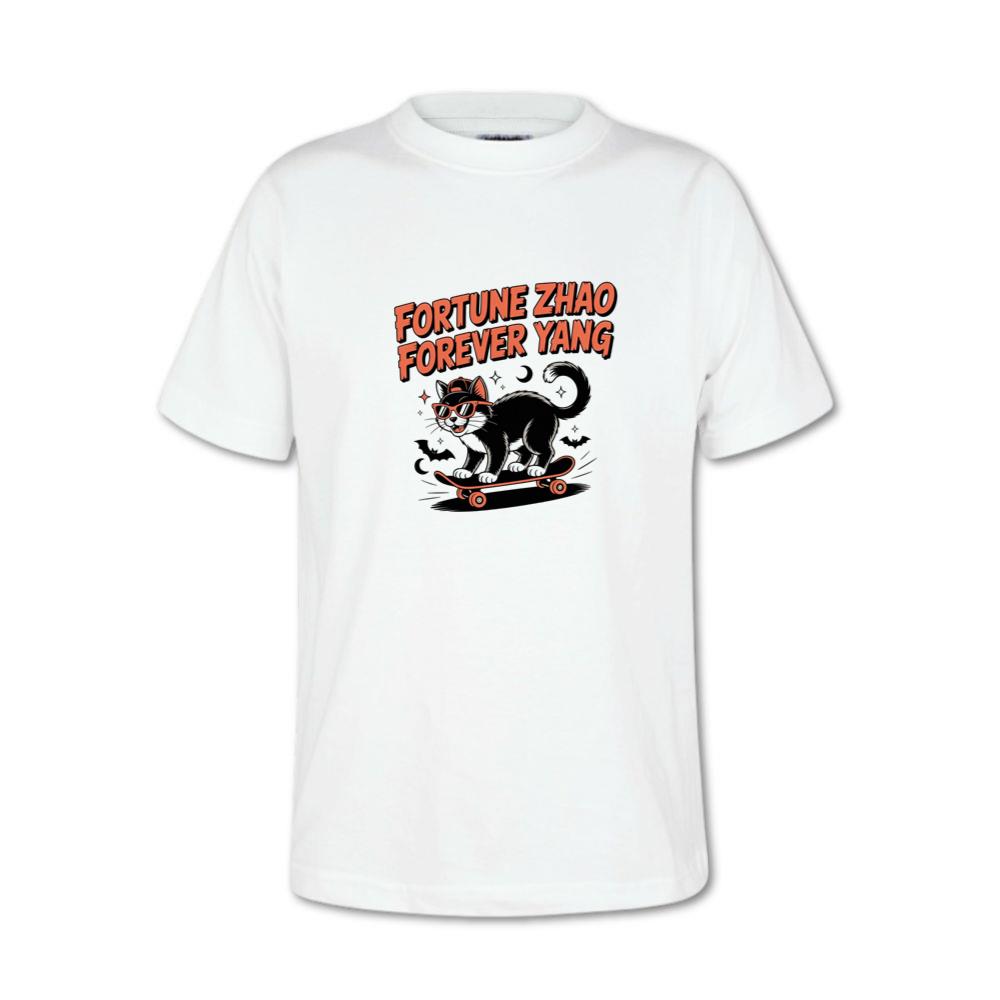 Fortune Zhao Forever Yang Cat Skateboard Design T-Shirt