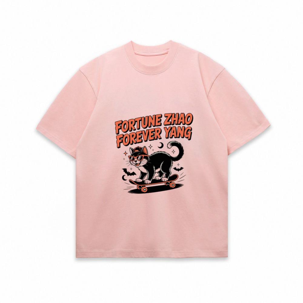 Fortune Zhao Forever Yang Cat Skateboard Design T-Shirt