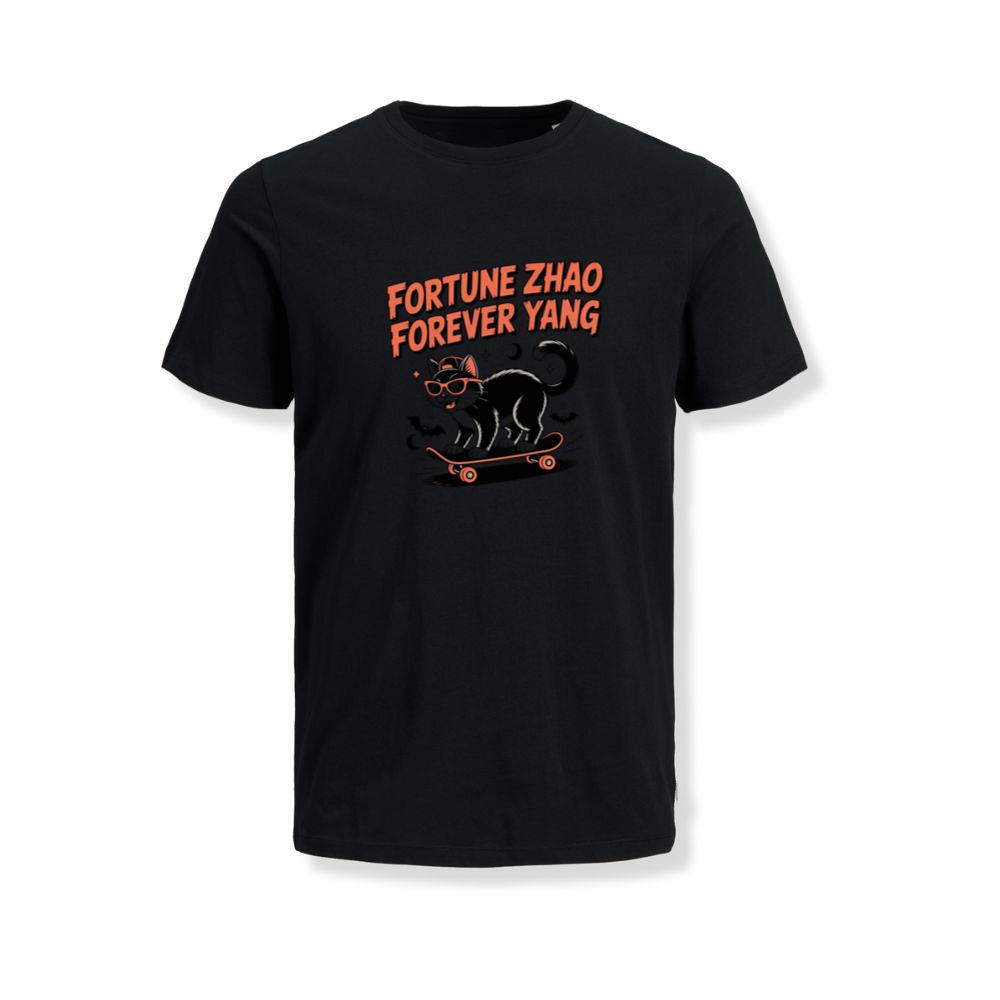 Fortune Zhao Forever Yang Cat Skateboard Design T-Shirt