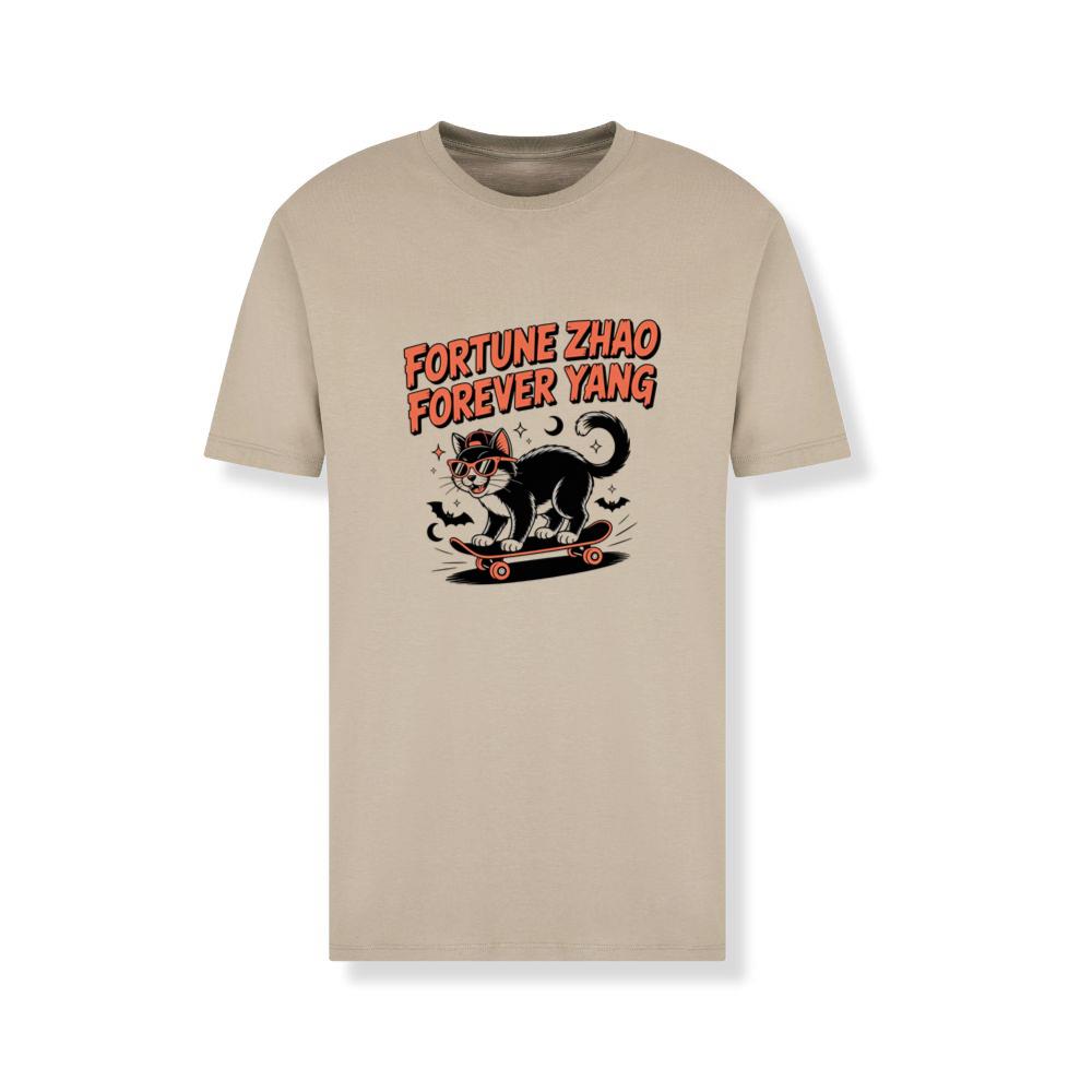 Fortune Zhao Forever Yang Cat Skateboard Design T-Shirt