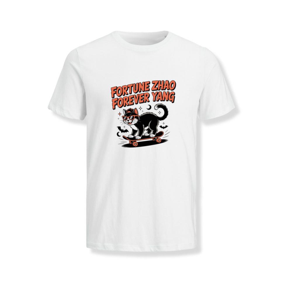 Fortune Zhao Forever Yang Cat Skateboard Design T-Shirt