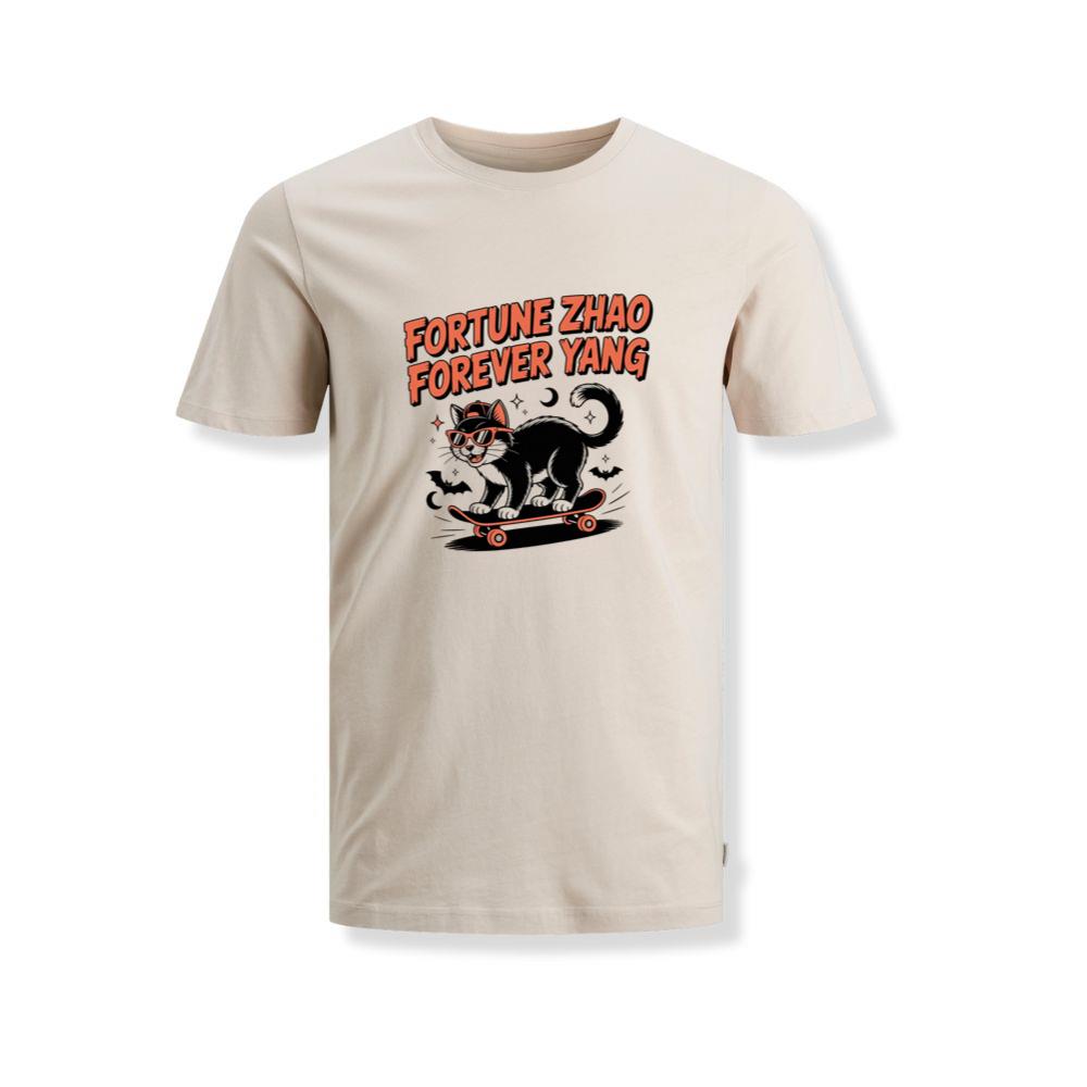 Fortune Zhao Forever Yang Cat Skateboard Design T-Shirts