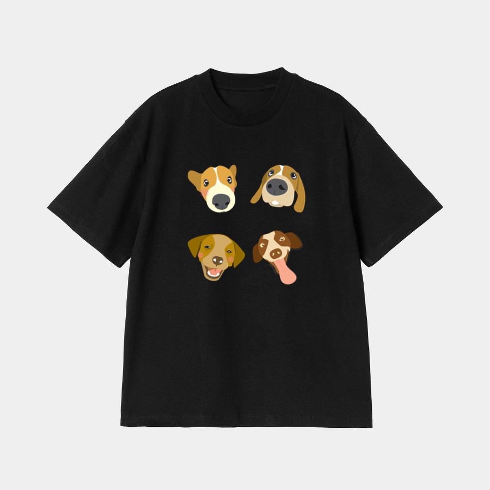 Four Cute Dog Faces T-Shirt