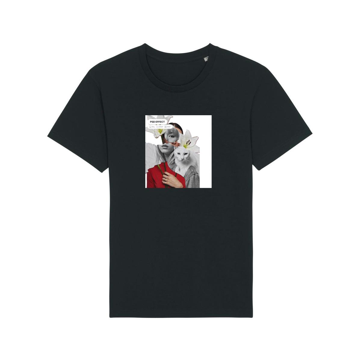 Fragmented Woman Collage with Cat and Flowers T-Shirts