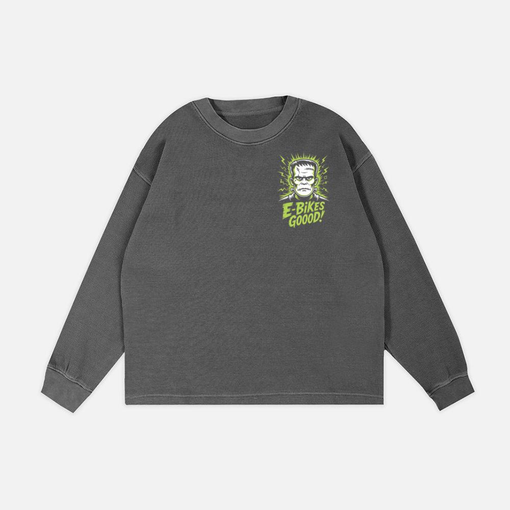 Frankenstein Monster E-Bikes Good Retro Horror Design Sweatshirt - Image 2