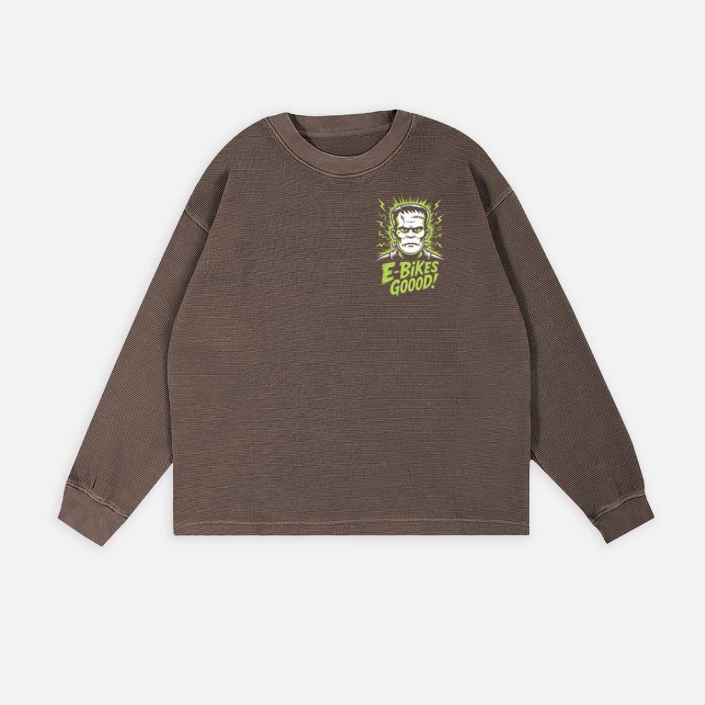 Frankenstein Monster E-Bikes Good Retro Horror Design Sweatshirt - Image 3