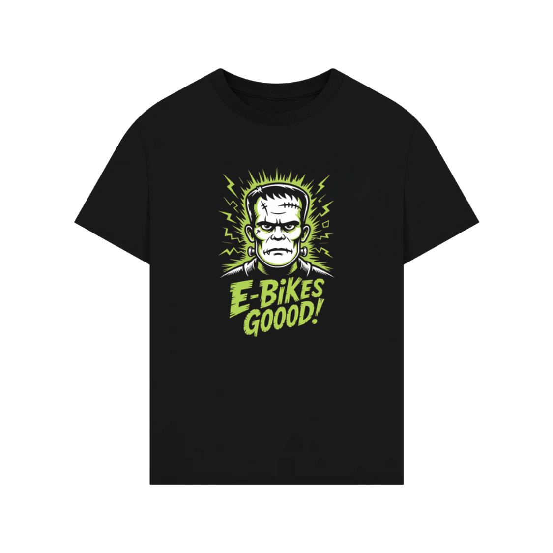 Frankenstein Monster E-Bikes Good Retro Horror Design T-Shirt