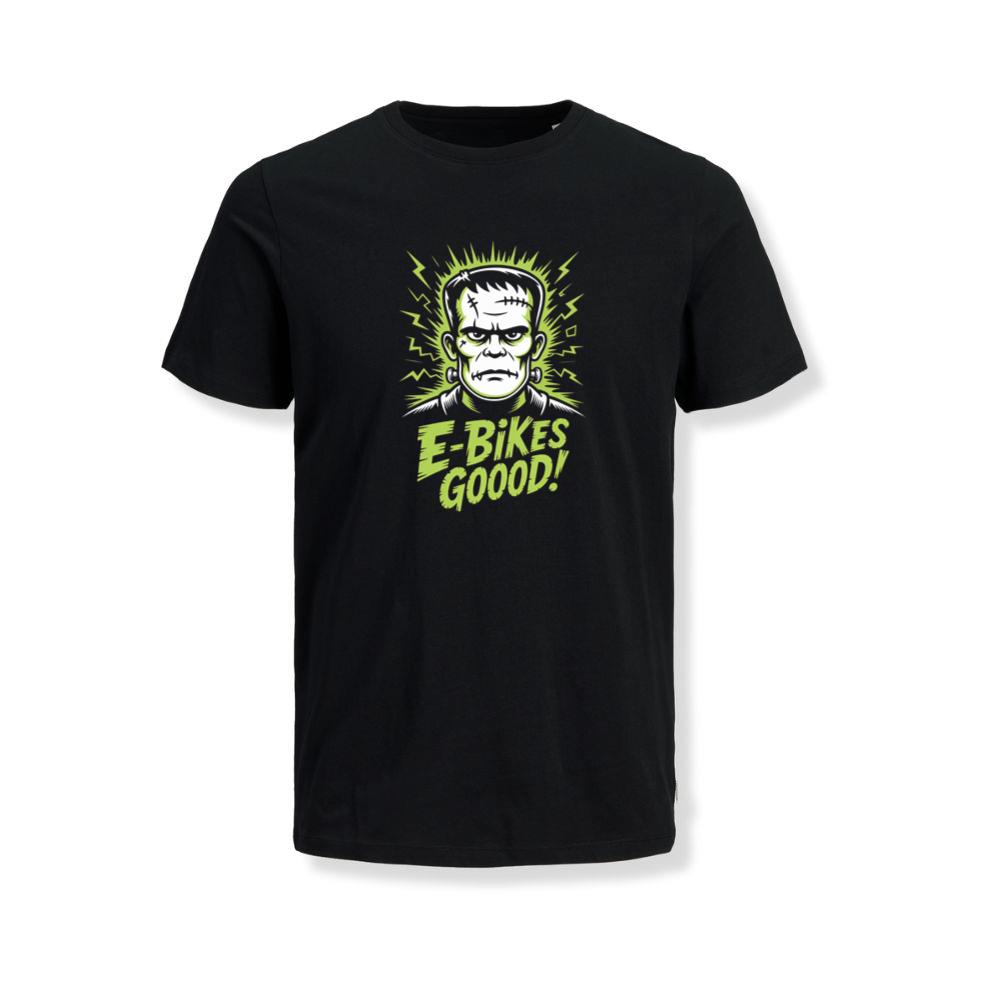 Frankenstein Monster E-Bikes Good Retro Horror Design T-Shirt