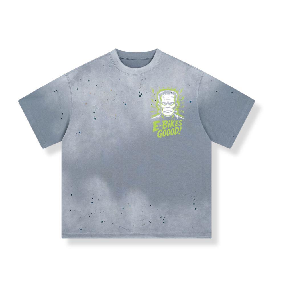 Frankenstein Monster E-Bikes Good Retro Horror Design T-Shirt