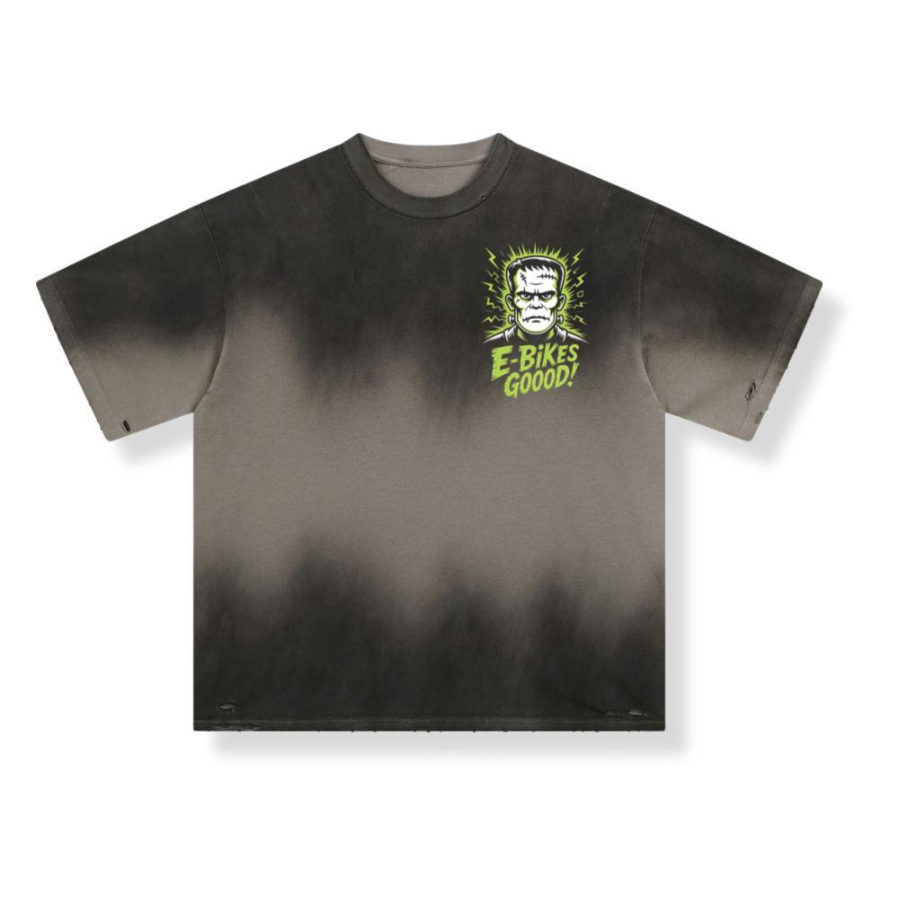 Frankenstein Monster E-Bikes Good Retro Horror Design T-Shirt
