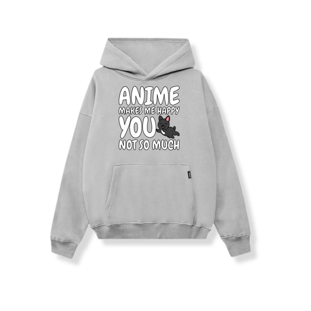 French Bulldog Anime Makes Me Happy Hoodies