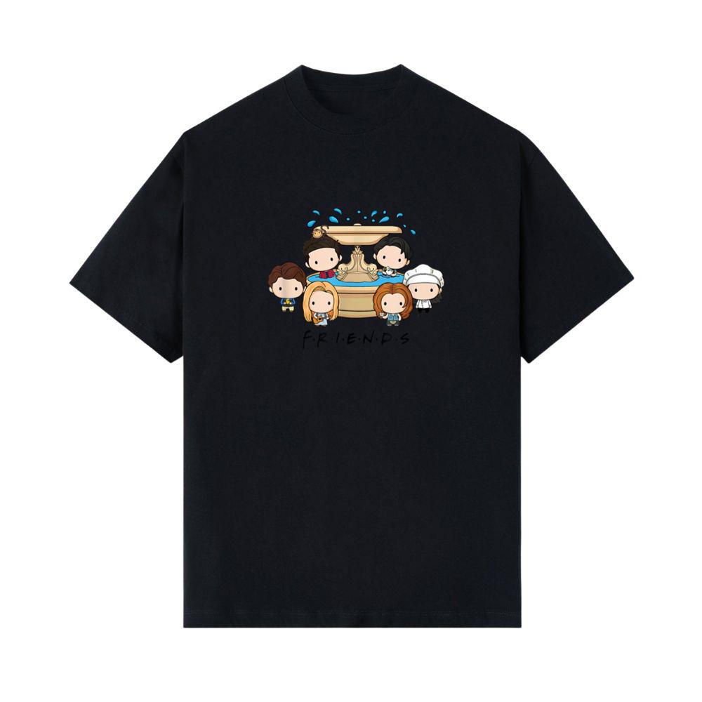Friends Playing In The Fountain Chibi Group Shot T-Shirt 