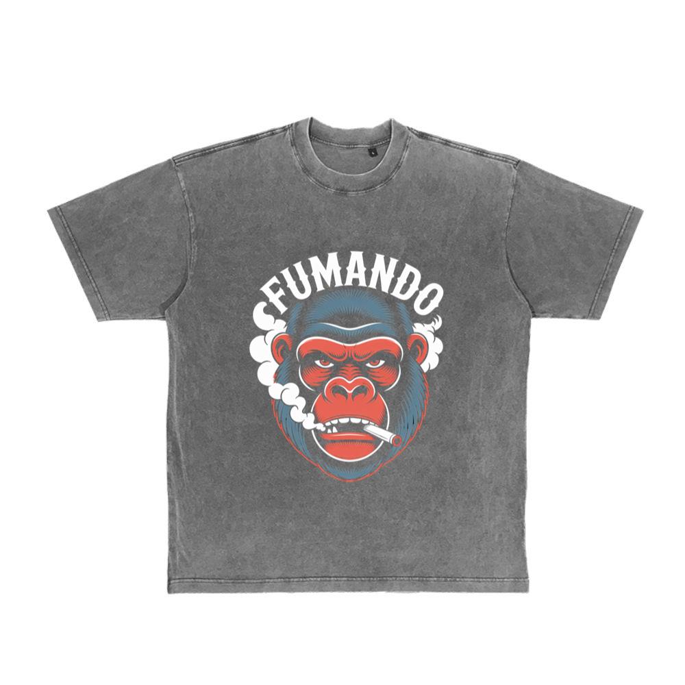 Fumando Gorilla Smoking Cigar Illustration T-Shirt