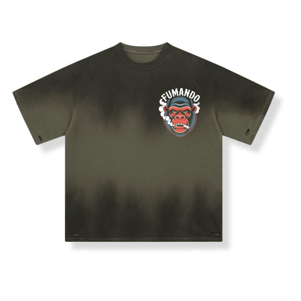 Fumando Gorilla Smoking Cigar Illustration T-Shirts - Image 3