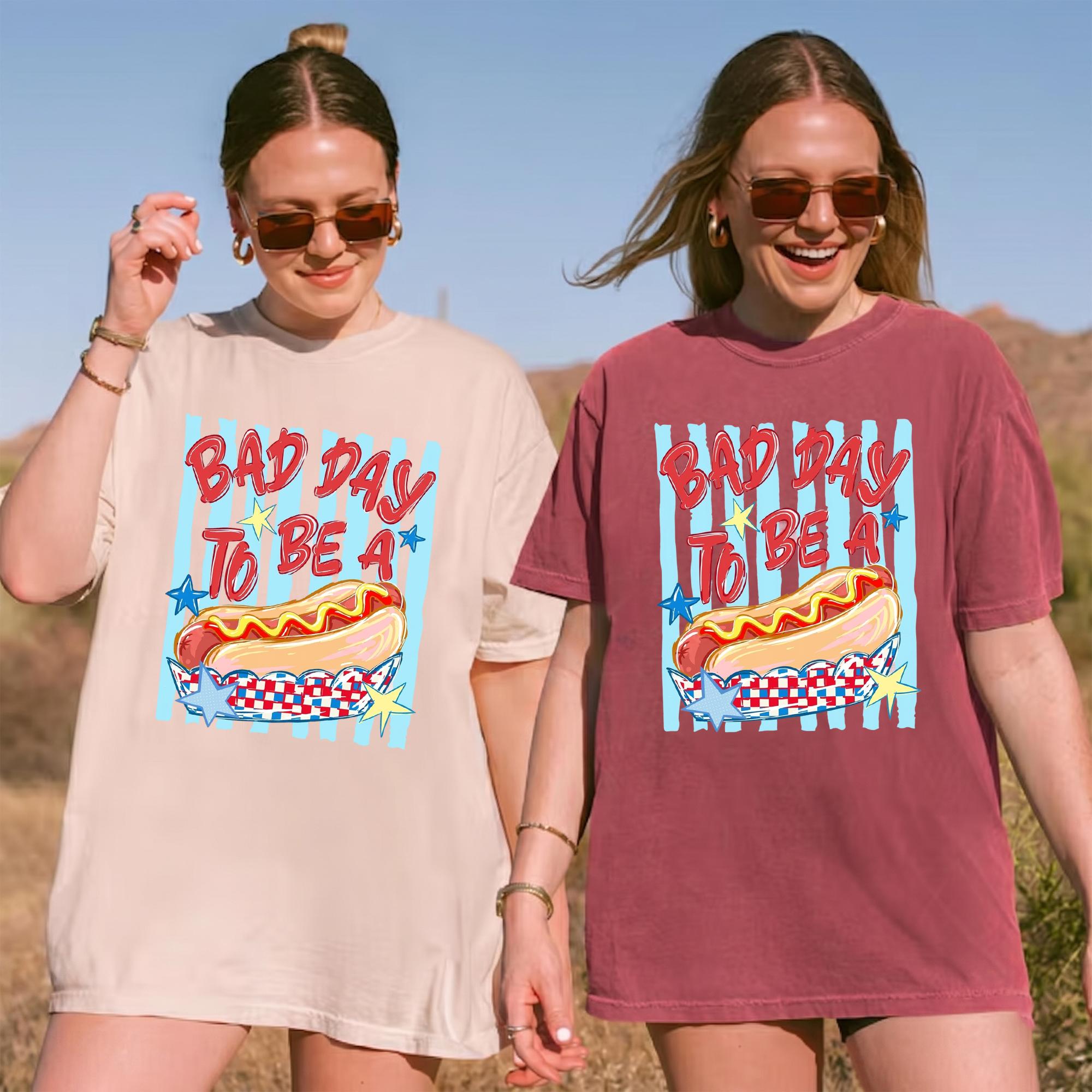 Funny Bad Day To Be A Hot Dog Graphic T-Shirt For Men And Women Adult Unisex Retro Patriotic BBQ Meme Tee Soft Cotton Comfort Summer Top Independence Day 4th Of July Glizzy Shirt Novelty Wearable Joke Festival Outfit - Image 7