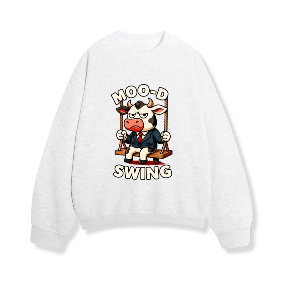 Funny Cow Cartoon Animal Mood Swing - Moo D Swing Sweatshirt
