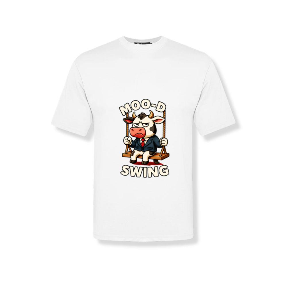Funny Cow Cartoon Animal Mood Swing - Moo D Swing T-Shirt
