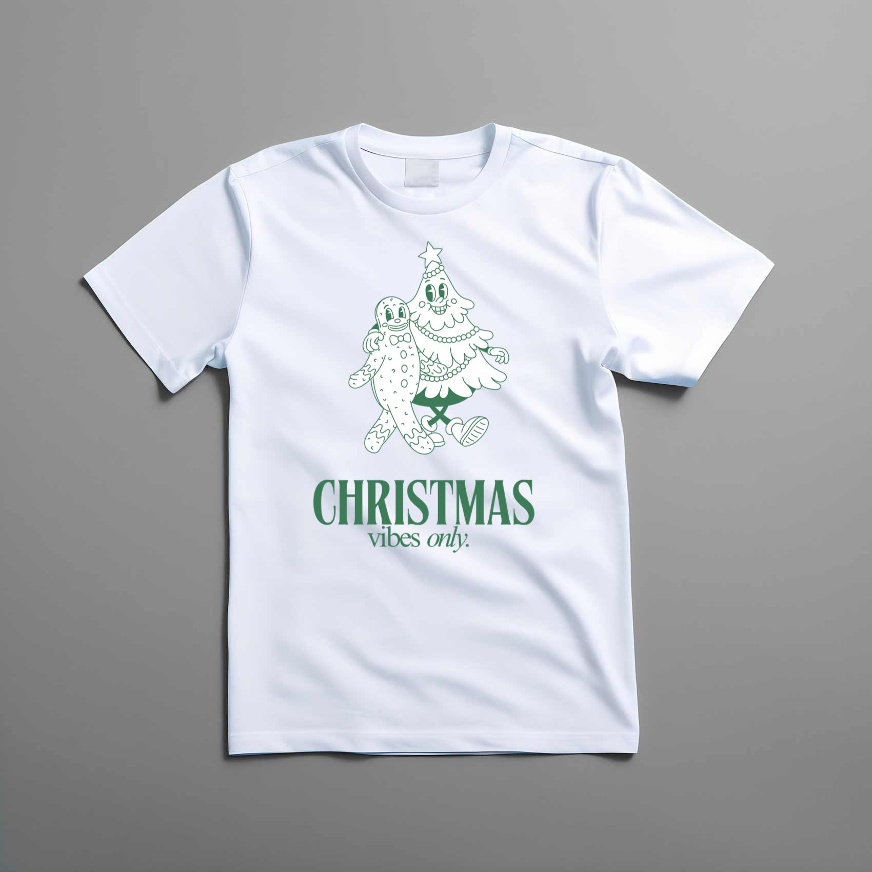 Funny Cute Christmas Vibes Only Cookie And Tree Holiday Top Tee Shirt