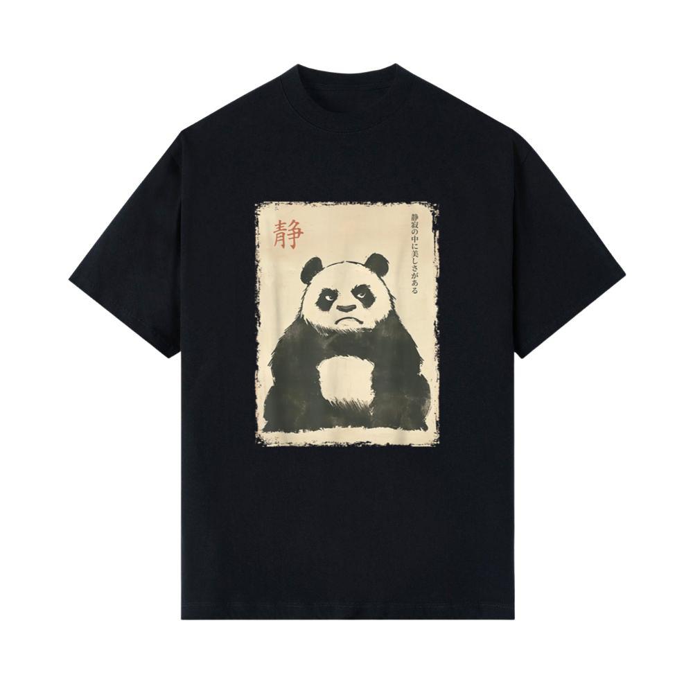 Funny Grumpy Panda Japanese Art Graphic Tee Vintage Unisex-Adults & Kids T-Shirt 