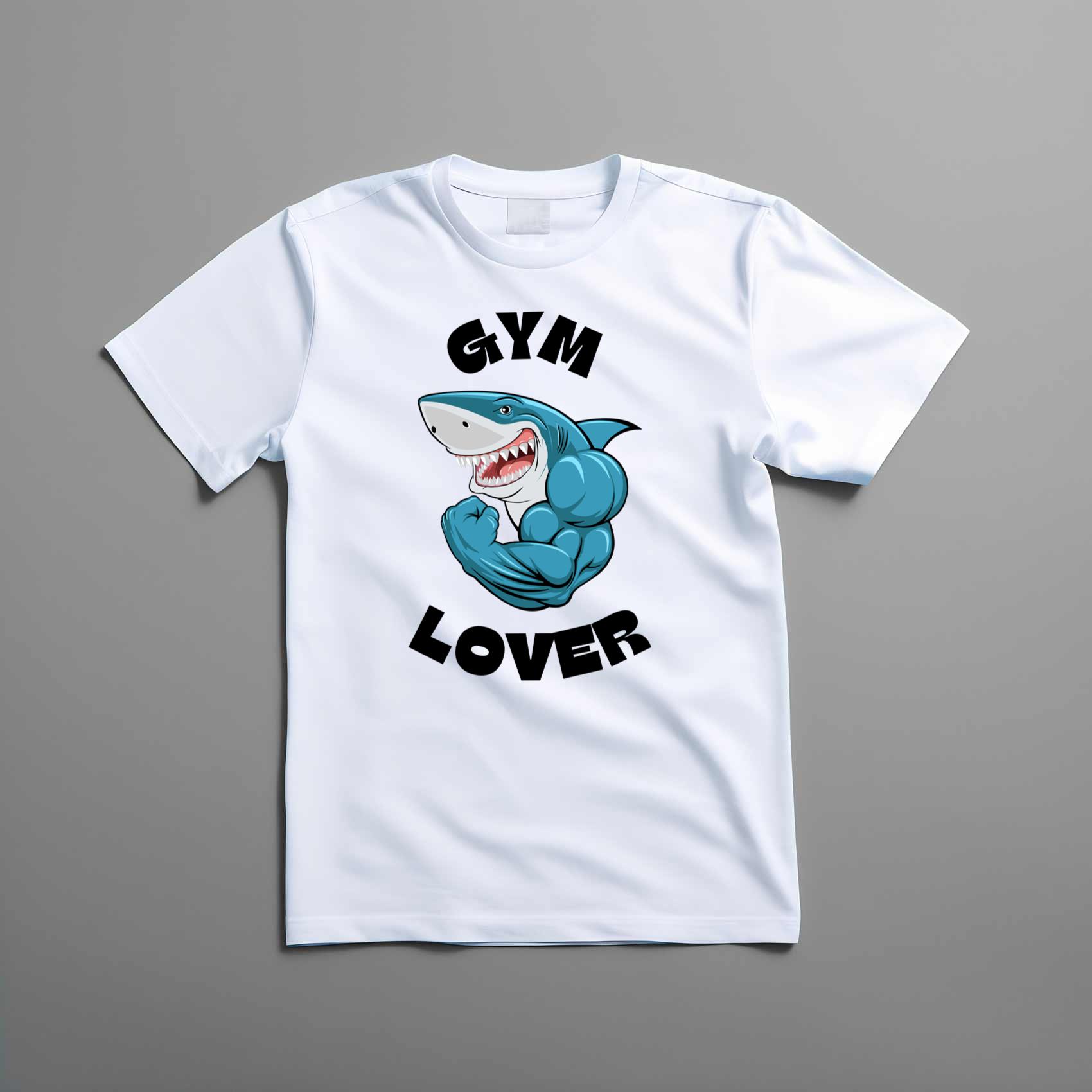 Funny Gym Lover Shark Men Top Tee Shirt