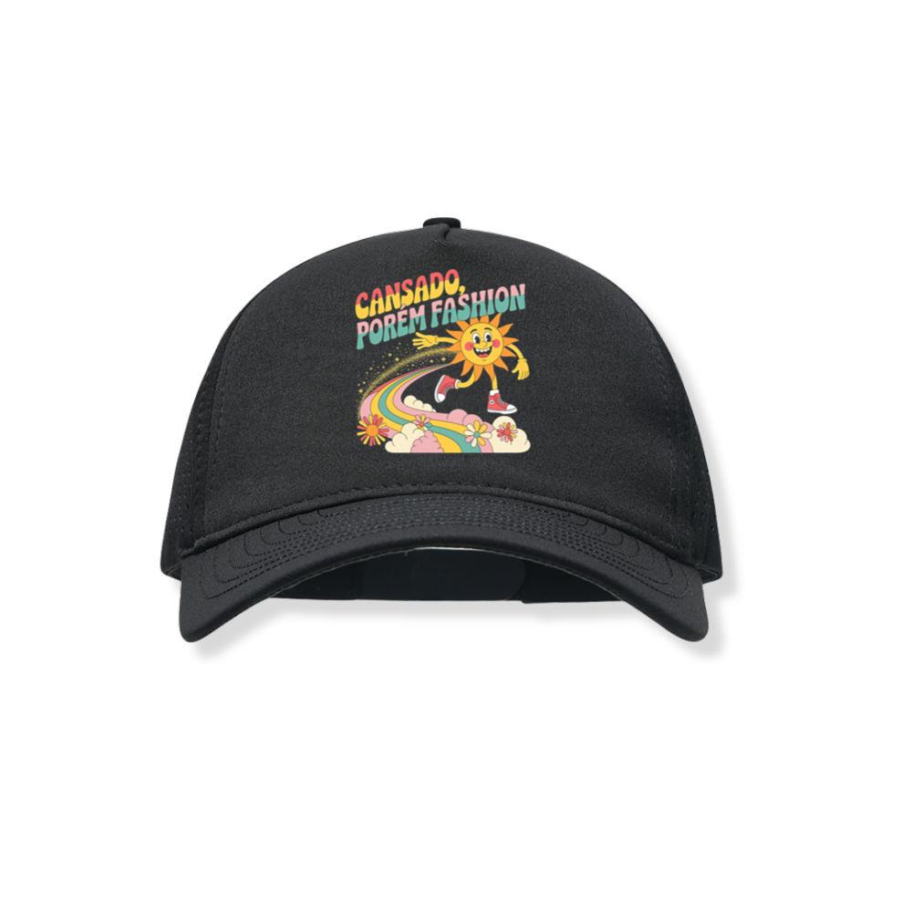 Funny Running Sun Retro Cartoon Design Black Hat