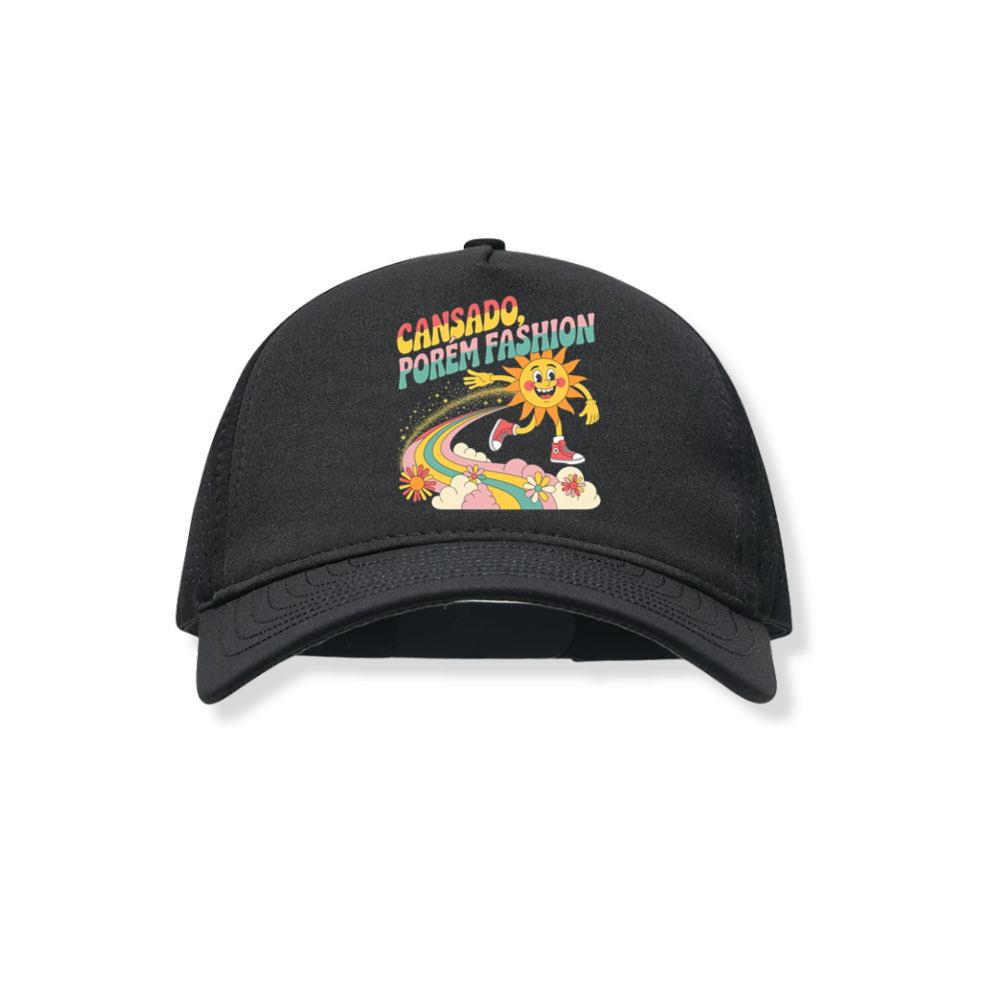 Funny Running Sun Retro Cartoon Design Black Hat