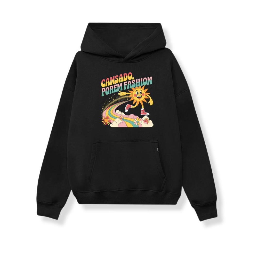 Funny Running Sun Retro Cartoon Design Hoodie