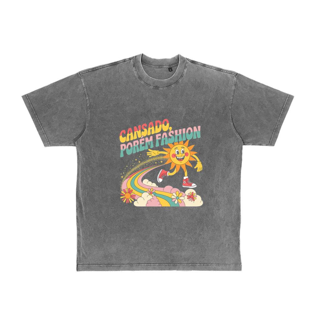 Funny Running Sun Retro Cartoon Design T-Shirt