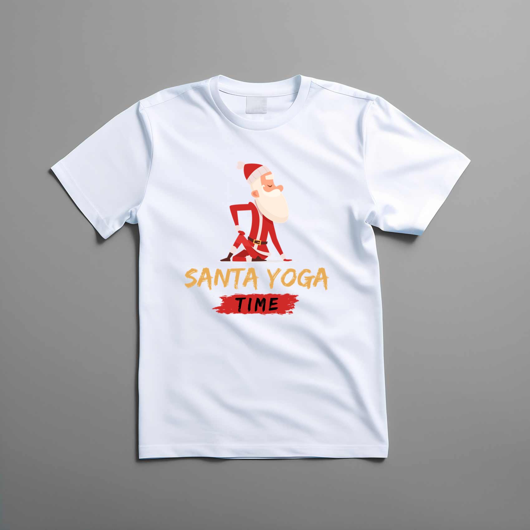 Funny Santa Doing Yoga Time Unisex Top Tee Shirt