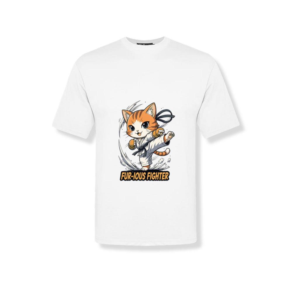 Fur-ious Fighter - Karate Cat Anime Style T-Shirt